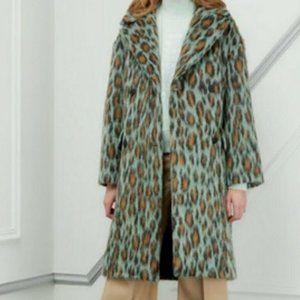 Kenzo Mohair Alpaca Leopard Print Coat